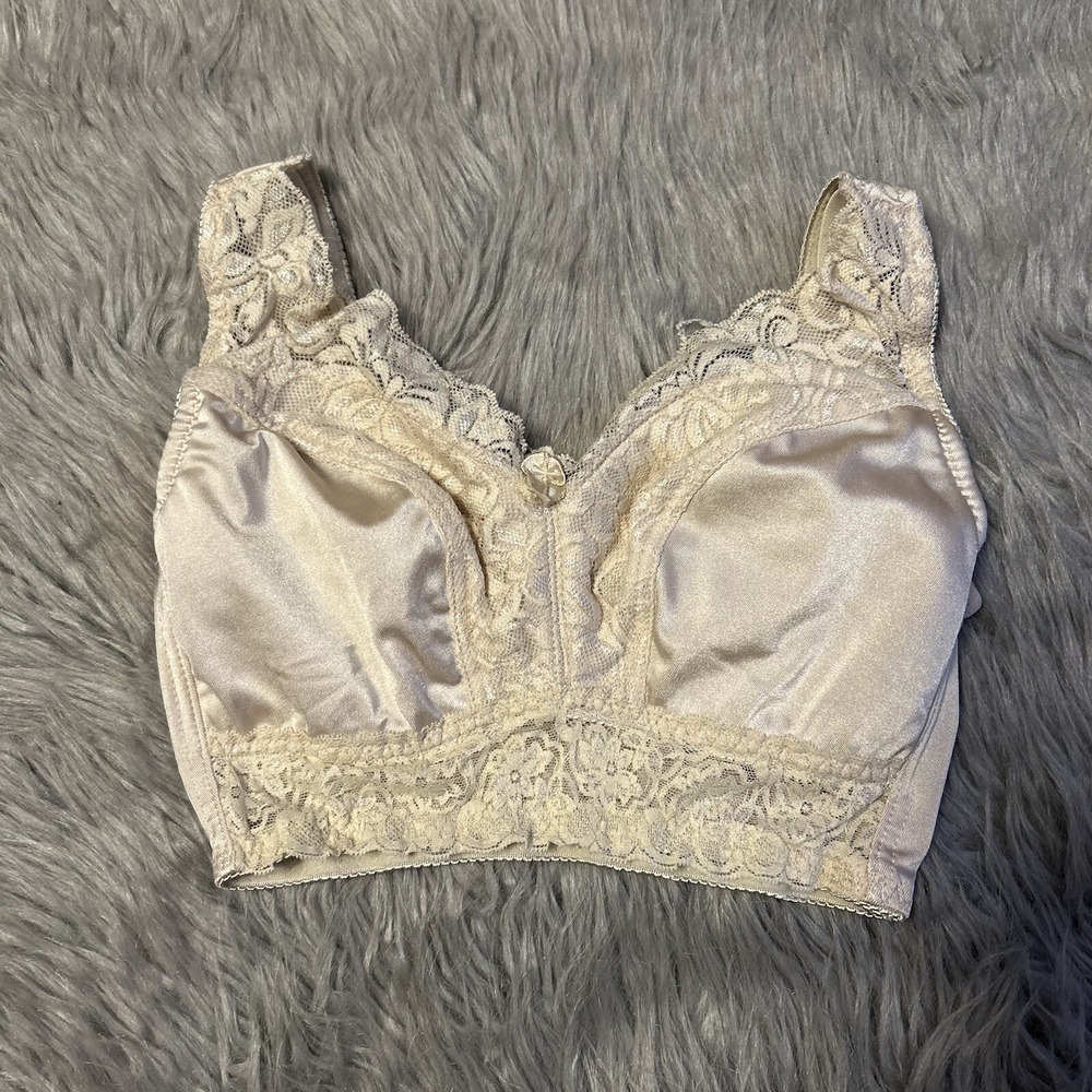 Rhonda Shear Wireless Bralette Womens Size Small Beige Wirefree Lightweight Bra